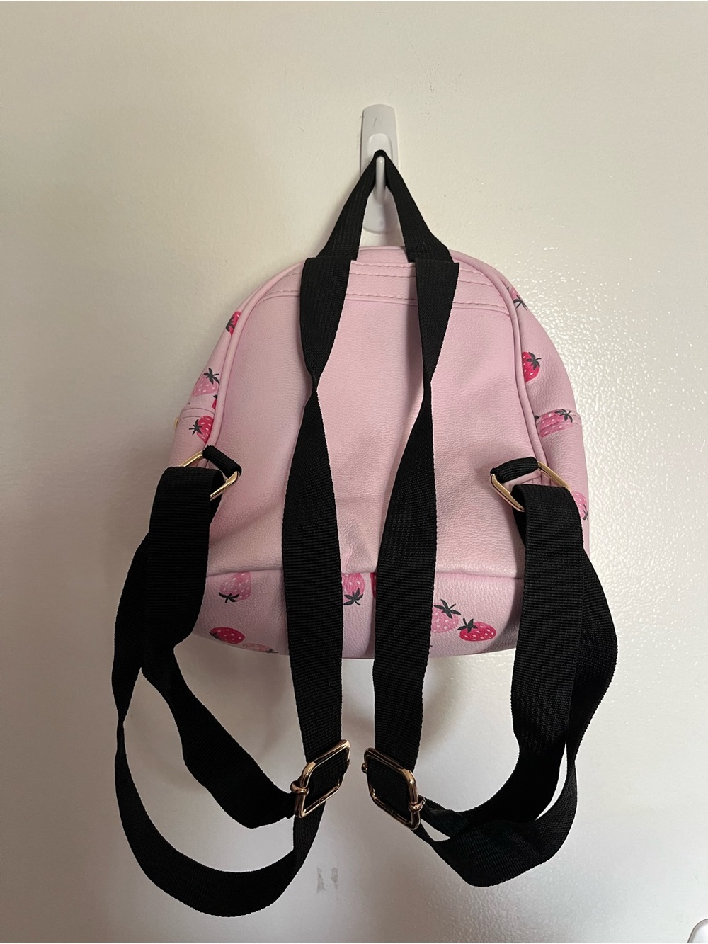 Pink Strawberry Print Mini Backpack - Picture 2 of 6